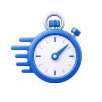 Fast & Easy Approvals--Advantage-car-&-credit - Advantage Car and Credit - Advantage Car and Credit Blue stopwatch icon with motion lines suggesting speed or quick timing