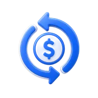 Get Your Down Payment Back--Advantage-car-&-credit - Advantage Car and Credit - Advantage Car and Credit Blue circular refresh icon with a dollar sign in the center, suggesting recurring payments or financial update.