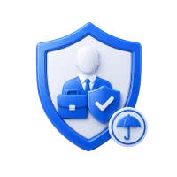 Job Loss Protection--Advantage-car-&-credit - Advantage Car and Credit - Advantage Car and Credit Blue shield with a suited figure and a checkmark, symbolizing security and protection. Visuals suggest insured protection or verified safety.