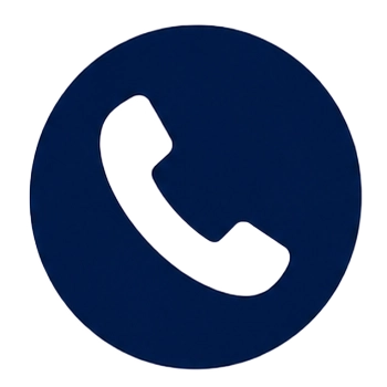 Blue circular button with a white phone handset icon, representing a call action (click to call).
