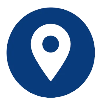Blue circular location pin icon indicating location