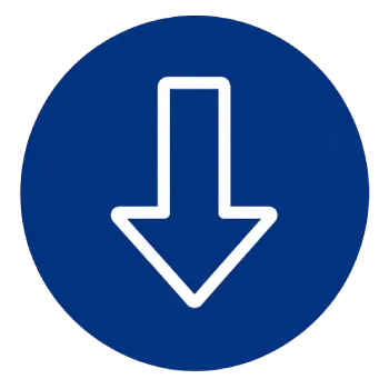 Download button (blue circle icon with white downward arrow)