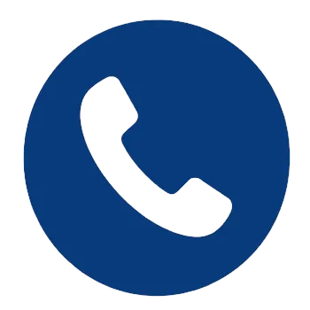 Blue circular call button with a white telephone handset icon, indicating a phone/call action.
